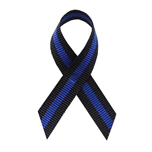 Exclusive USA | American Made 250 Police Thin Blue Line Fabric Awareness Ribbons - Bag of 250 Lapel Ribbons with Clutch Pins