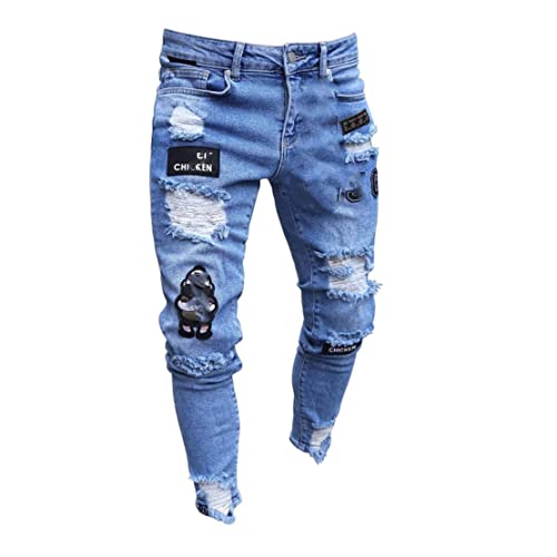 ZCFXJiTuanYZ Men's high-end Slim-Fitting Ripped Leg Pants Fashion Jeans Men,NO.1