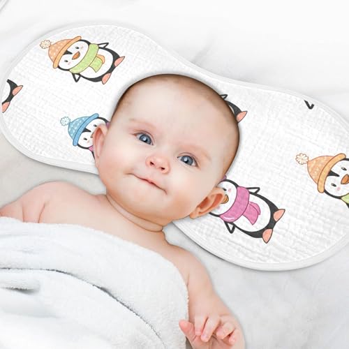 Burbuja Penguins Muslin Baby Burp Cloths, Soft & Absorbent Cotton Burping Rags for Newborn Boys & Girls, 4 Pack4