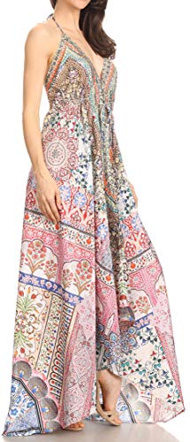 Image of Sakkas Lizi Womens Maxi High-Low Halter Handkerchief Long Dress Beach Party