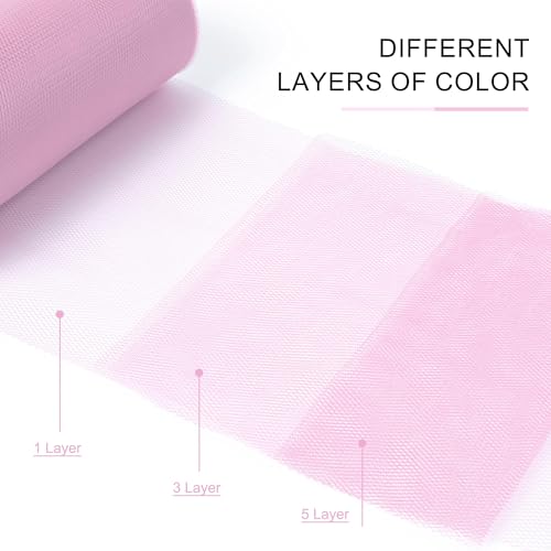 Image of Light Pink Tulle Fabric Ribbon 6 Inch by 25 Yards Rolls Fabric Spool Tulle for Gift Wrapping Wedding Decorations Craft Supplies DIY Tutu Skirt Baby Shower Birthday Party