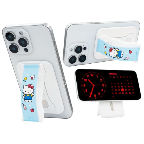 Soporte magnético Hello Kitty blanco compatible con MagSafe y correa de silicona para móvil