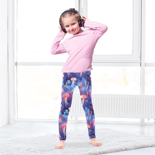 Marine Turtle Jellyfish Girls Leggings Athletic Pants Tights Stretch Bottom4