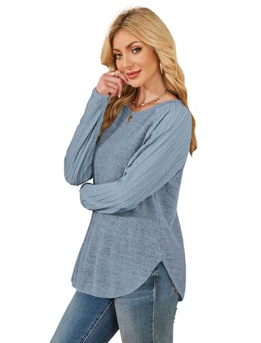 Image of SAMPEEL Sweatshirt for Women Long Sleeve Shirts Crewneck Sweaters Fall Fashion Outfits 2025 Trendy Tunic Tops Plus Size