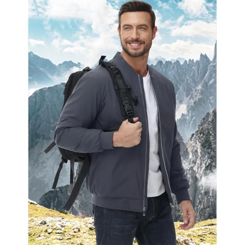 Mens Bomber Jackets Full Zip Quilted Jacket Autumn Winter Warm Padded Coats Casual Trenchcoats3