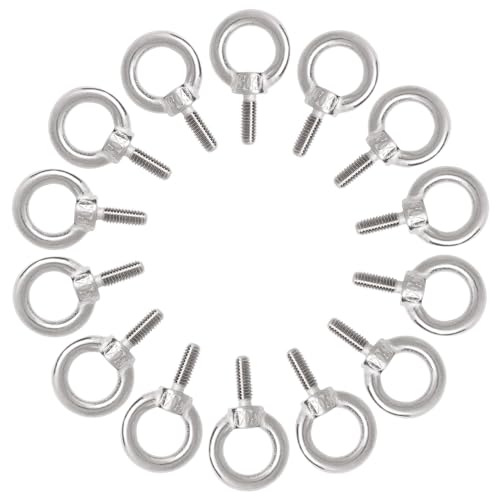Image of Eye Bolts with Nuts 14sets, M4 Stainless Steel Eyebolt with Nut, Heavy Duty Eye Bolt Shoulder Lifting Screw Thread with Lock Nuts Washers (14, M4)