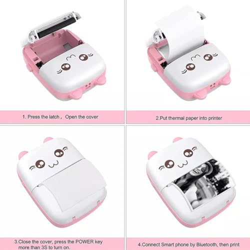 Imprimante photo sans fil Bluetooth rose avec 16 rouleaux