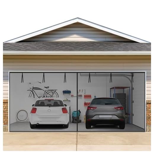 16x7FT Garage Door Screen for 2 Car Garage Heavy Duty Door Screen Curtain, Mesh Magnetic Garage Door, Hands Free Door Screen Kit, Garage Net Cover for Patio, Outdoor, Gym, Crafts Sun House
