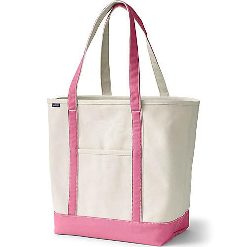 Lands' End Sacola de lona aberta, Rosa natural/fresco, Large Long Handle