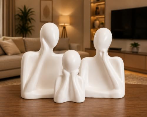 Image of Family Statue - Set of 3 (5 inches) | Abstract Human Figurines for Home Decor | Decorative Statues for Living Room, Bedroom & Shelf Decor | Gift for Housewarming & Anniversary (W3F)