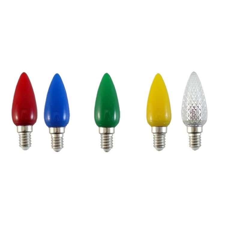 HongHeFu Confezione da 50 lampadine a candela LED, E14 AC100-250V 0,8 W, luce decorativa a forma appuntita(Verde)