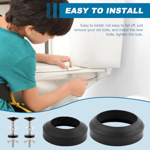 Universal Toilet Tank To Bowl Gasket, 2 Kind Gasket and 2 Sets Stainless Steel Bolt Hardware Kit, Toilet Repair Replacement Kit Inside Tank Fits 2\'\' and 3\'\' Toilets Flush Valve Tanks Coupling Kit