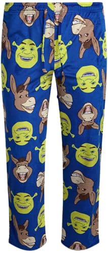Shrek Mens All Over Print Pajama Pant - Adjustable Elastic Waistband & Pockets Soft Comfortable Sleepwear (S-XL)