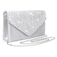 Pardofelis Abendtasche Damen Clutches, Clutch Silber Glitzer Satin, Abendkleid Clutch Bag mit Abnehmbarer Kette Cross Body Bag, Elegante Kristall Diamant Abendtasche für Hochzeit Prom Party