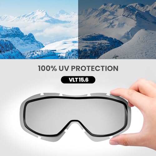 Image of OutdoorMaster OTG Ski Goggles - Over Glasses Ski /Snowboard Goggles for Men, Women & Youth - 100% UV Protection (Black Frame + VLT 15.6% Blue Lens)