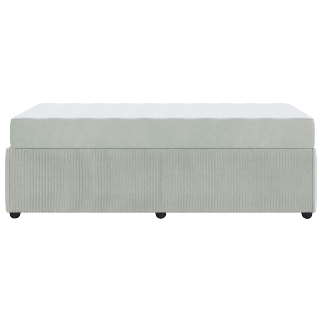 Einzelbett 90x200 cm mit Matratze und Lattenrost, hellgraues Stoffbett modernes gepolstertes Bettgestell mit Holzrahmen für Jugendzimmer, Gäste- oder Erstwohnung