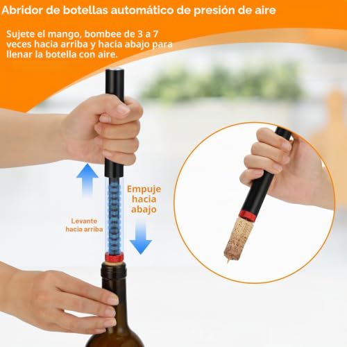 Miniatura 2 de Sacacorchos Vino Profesional, Abrebotellas De Presión De Aire, Sacacorchos Abrebotellas De Vino Portátil, Abridor De Botellas Con Bomba Presión, Para Reuniones Familiares Bares Regalos Restaurante