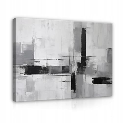 WallArena - Leinwand Bilder Abstrakt - 100x70 cm Leinwandbilder - Bild auf leinwand - Wandbild XXL groß Wandbilder für Wohnzimmer Schlafzimmer Wohnzimmerbilder Modern - Geometrisch Kunst Grau