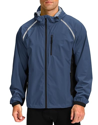 Image of Bikewa Men's Cycling Rain Jackets Waterproof Running Bike Windbreaker Lightweight Packable Hooded Jacket