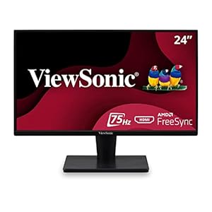 ViewSonic VS2447M 24 Inch 1080p Monitor with 75Hz, AMD FreeSync, Thin Bezels, Eye Care, HDMI, VGA Inputs for Gaming and Home Office,Black