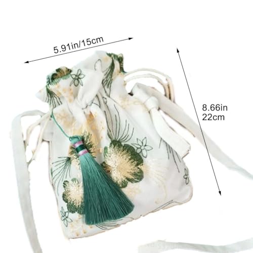 Chinese Traditional Hanfu Purse Girls Tote Bag Antiquity Embroidery Floral Wallet Tassel Bucket Cross Bag for Girls3