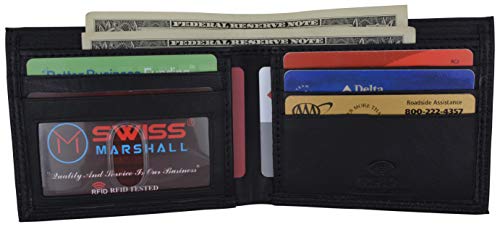 Men's Slim Bifold RFID Blocking Premium Genuine Leather Credit Card ID Wallet