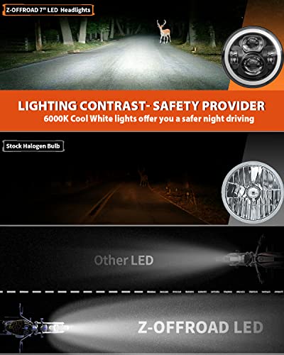 Image of Z-OFFROAD Upgrade 7 Inch Motorcycle LED Headlight w /DRL White Halo DOT Kit Compatible with Harley Davidson Street Glide Road King Special Electra Glide Ultra Classic Fat Boy Heritage Softail