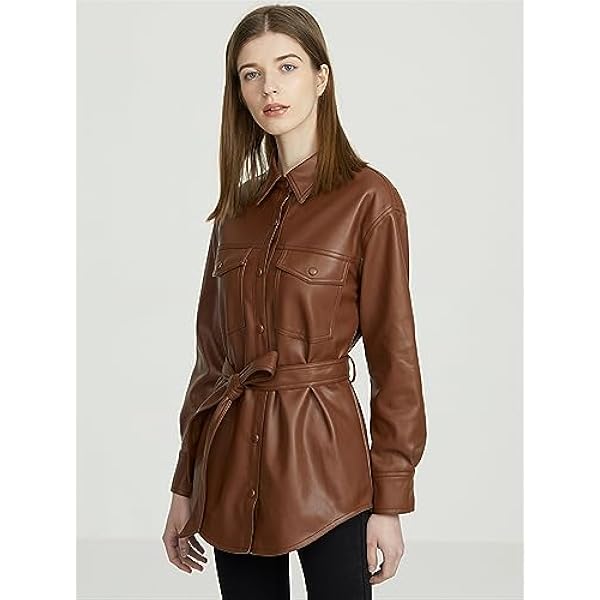 Adhdyuud Vrouwen Single Breasted Pu Faux Zachte Lederen Jas Jas Herfst Moto Biker Slanke Riem Uitloper