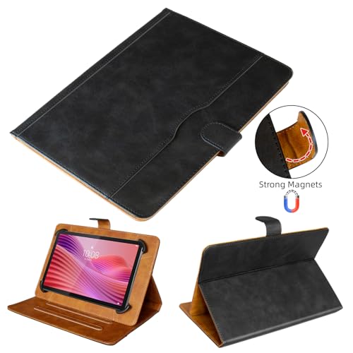 idudao Universal Leather Case for All 9.6 10 10.1 10.5 11 inch Tab for Doogee U9 U10 Pro T10 Plus Redmi Pad 2, Black