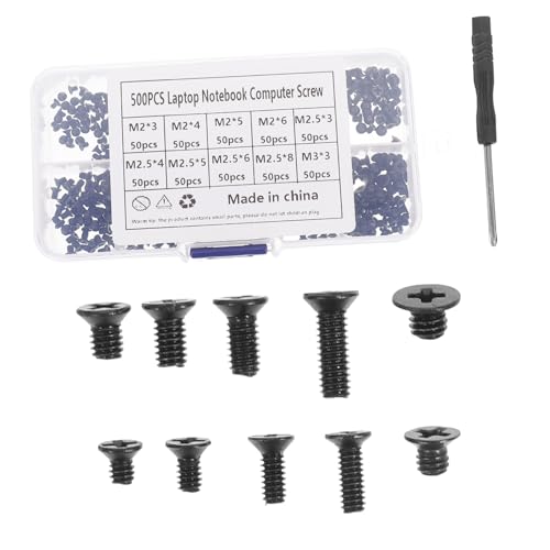 DECORNIJIA Kit de Tornillos para Computadora 500 Piezas M2.5-M2.9 de Acero Cabeza Plana Cruzada Set Destornillador y Caja para Reparación y Repuesto de Portátil y PC