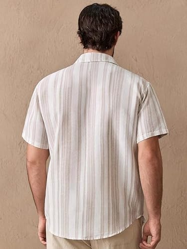 Image of Lymio Men Shirt || Striped Shirt for Man || Half Sleeve || Summer Style (Packs Also Available) (Lilen-Strip)