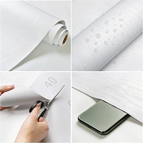 Ismoon 17.5"X118" Wood Contact Paper White Wood Wallpaper Wood White Contact Paper White Wallpaper White Wood Peel And Stick Wallpaper Self Adhesive Wallpaper Wood Grain Contact Paper Film Roll #TOP1