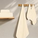 Ultra Doucement 6 Ensemble de serviettes en coton, contient 2 Serviettes de bain 28x55 de pouce, 2 Serviettes à main 16x24 de pouce & 2 Laver les selles 12x12 inch, Idéal Utilisation quotidienne, Compact & Léger - Ivoire