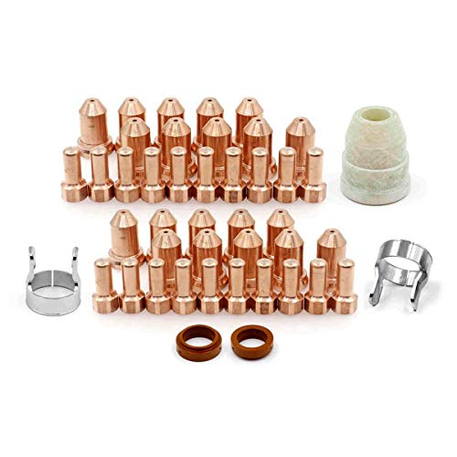 WeldingStop PT-80 IPT-80 PTM-80 Plasma Electrode 52558 Tip 1.3mm Nozzle 0.051 Inch Swirl Ring Torch Consumables Kit Pack-45