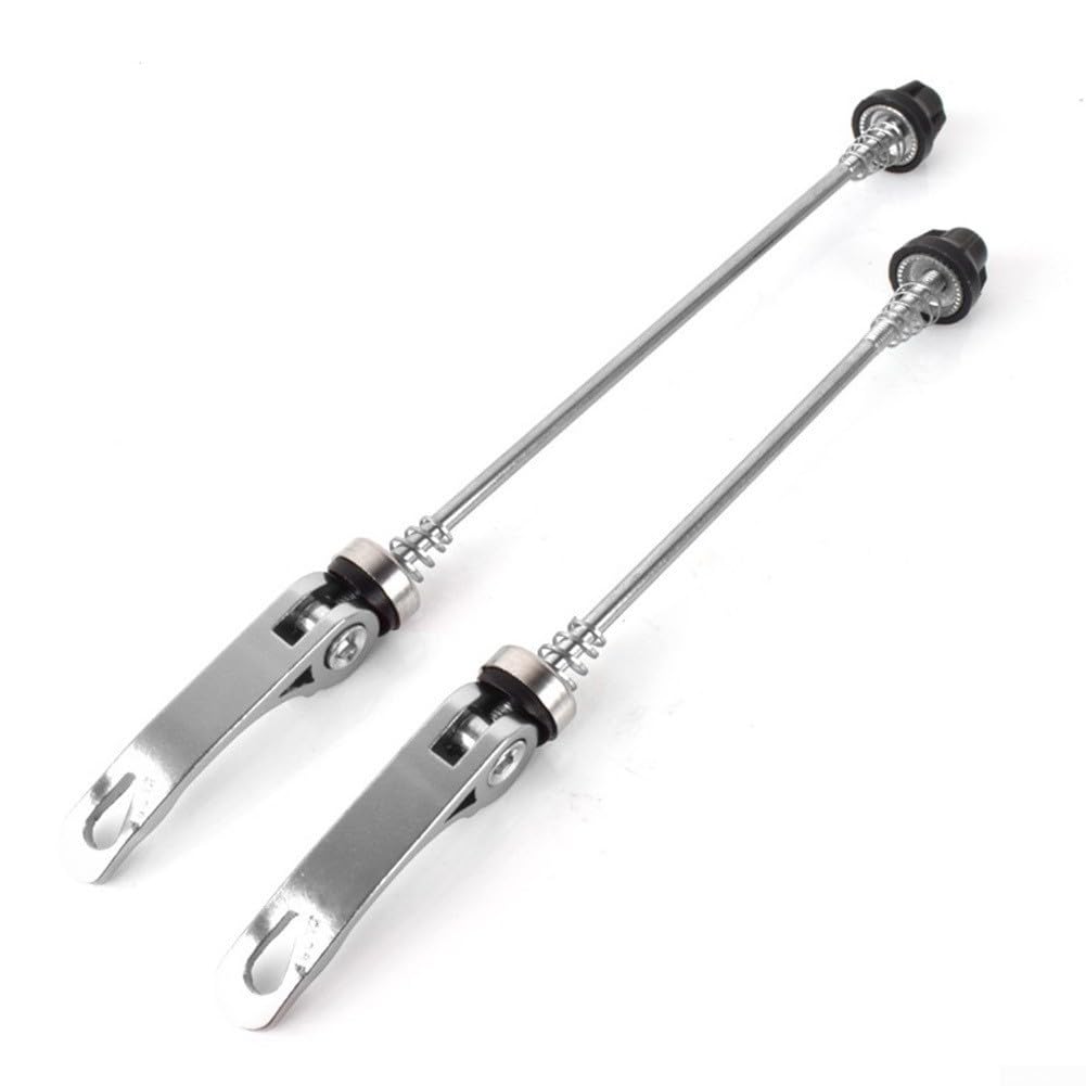 Trurovem Mountain Bike Quick Release Skewer Set, Lightweight Aluminium Alloy Front and Rear Wheel Axle Replacement for MTB, CNC Machined Steel Core with PVC Gasket, Red(silver)