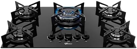 FISCHER COOKTOP À GÁS 5 BOCAS TRIPLA CHAMA FIT LINE TREMPE IRON M...