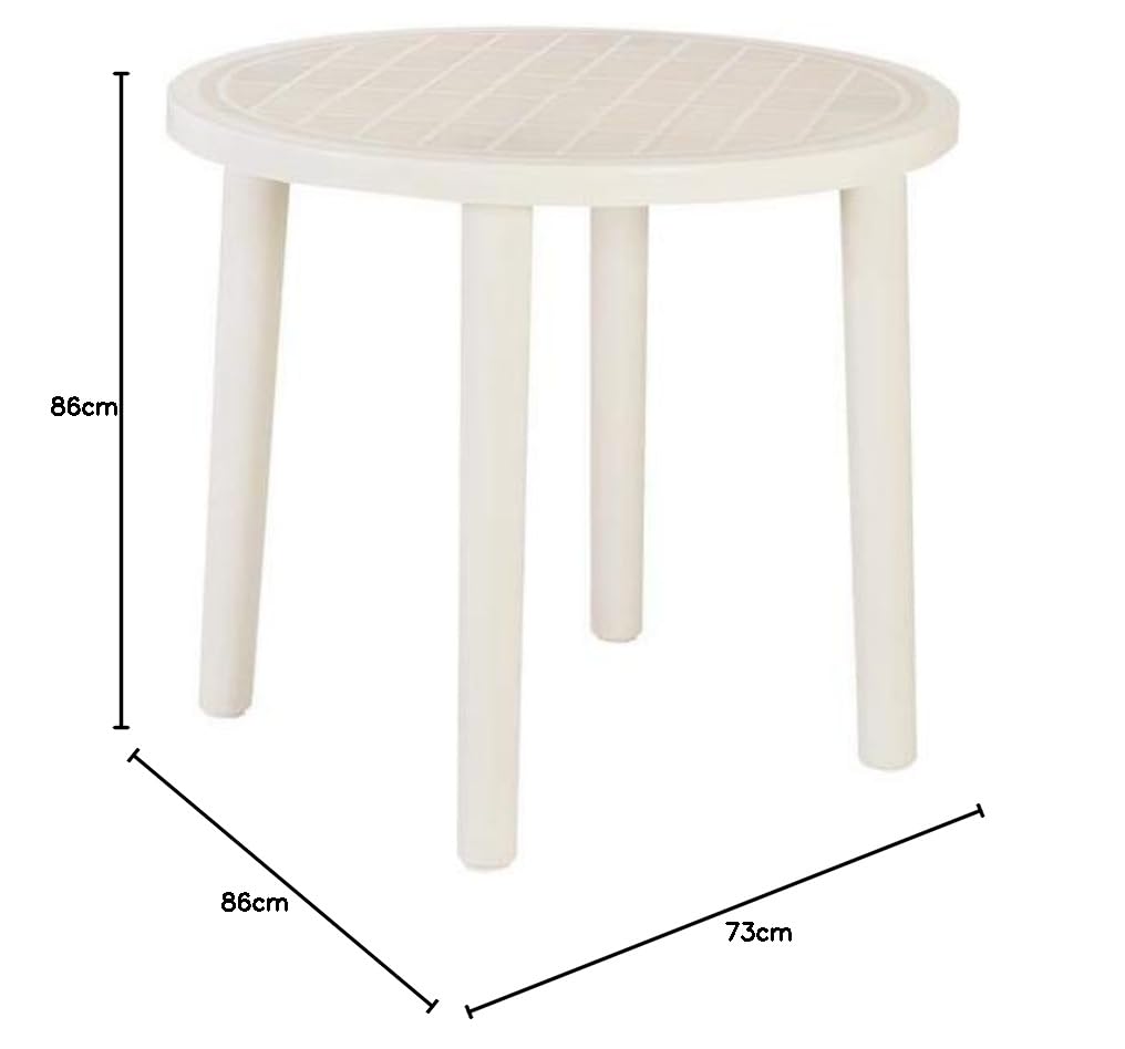 resol grupo RESOL Tossa Mesa Jardín Comedor Exterior Ø86 Redonda | 2 ó 4 Personas | Ligera, con Agujero Central para Sombrilla | Protección UV para Uso en Patio, Terraza o Porche - Color Crema