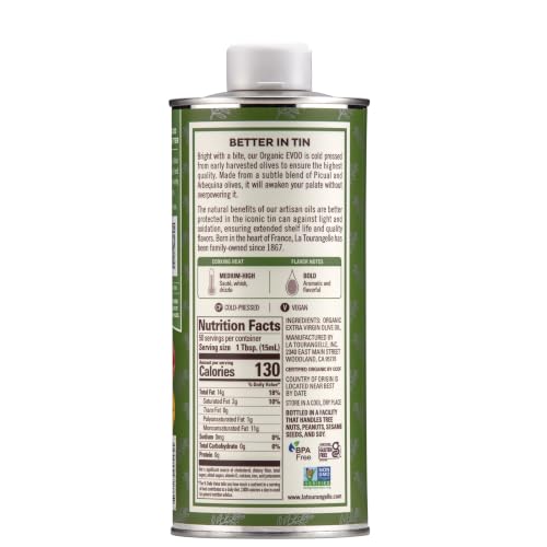 Image of La Tourangelle, Organic Extra Virgin Olive Oil, Cold-Pressed EVOO from Spain, 25.4 Fl Oz - Spanish Olive Oil with Polyphenols for Cooking, Drizzling, Marinades, and Dipping, Rich Flavor
