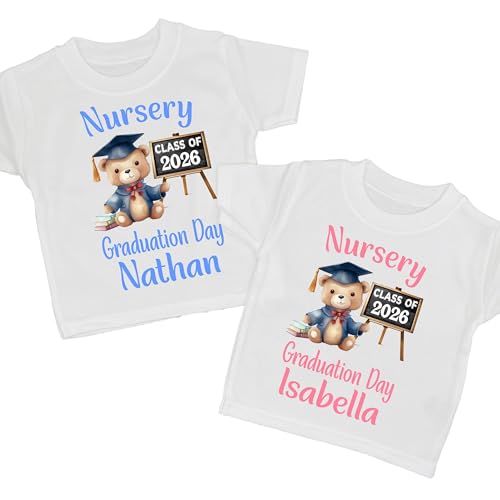 Personalised Nursery Graduation Day 2026 Tee T-Shirt Boy Girl Childrens Kids Outfit Gift