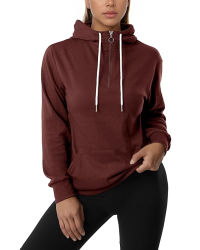 Image of GIVON Womens Casual Zip Up Hoodie Cotton Blend Soft Fabric Basic Layering Hooded Jacket with Kangaroo Pocket