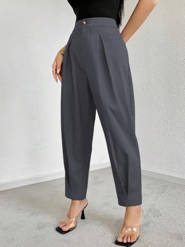 Image of GRECIILOOKS Balloon Fit Ankle Length Women Casual Trousers | Ankle Length Pants for Women Zip & Button | Woman Trousers Balloon Pants