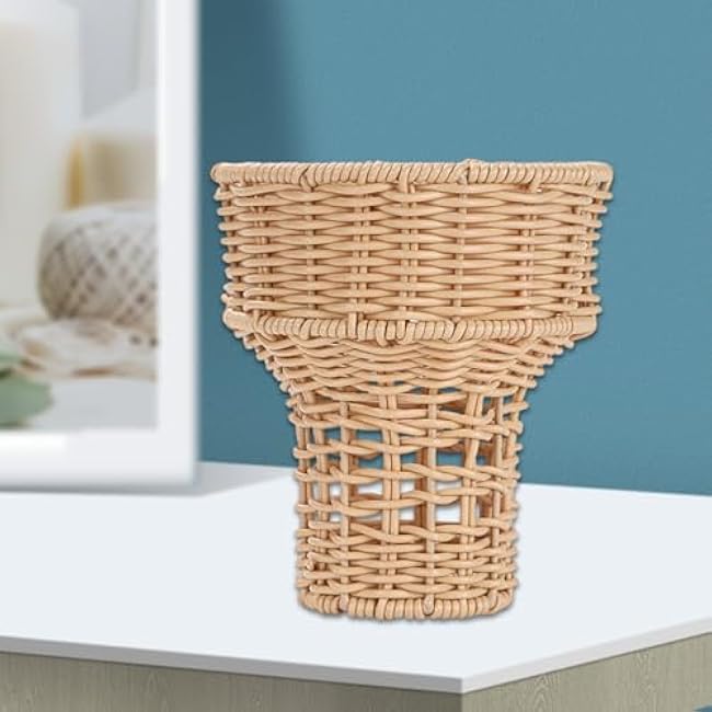 6in Elegant Ice Cream Shape Flower Basket Decorative Plastics Bouquet Holder Multifunctional Woven Basket For Family Outings