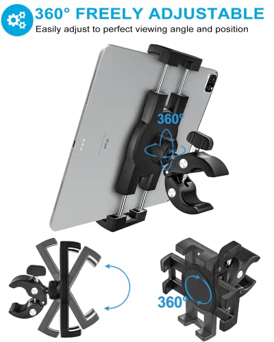 woleyi Bike Tablet Mount, Motorcycle Bicycle Tablet Holder, Cycling Handlebar Clamp with 360 Rotation for iPad Pro Air Mini, iPhone, Samsung Galaxy Tabs, Fire HD, More 4.7-13 Cellphones and Tablets.
