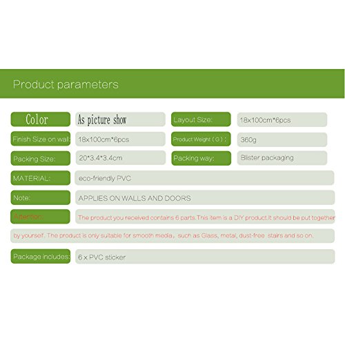 Ying Ying Chic YYC 6 Pcs DIY 3D Boho Style Wall Stair Sticker Kitchen Tile Decals Home Decor Staircase 18x100 cm (Style C)