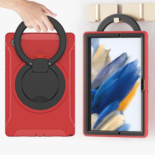 Coque robuste rouge Samsung Tab A8 avec support pivotant 360 - 5