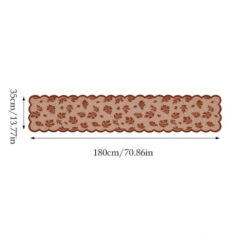 71x14in Thanksgiving Harvest Themed Lace Table Runner & Maple Leaf Prints - image 3