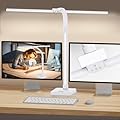 GAEFURY LED Desk Lamp for Home Office, 24W Bright Desk Lamp with Phone Holder Base - 25 Lighting Modes Eye-Caring Desk Light Adjustable Gooseneck Lamp for Workbench Drafting Reading Study-White