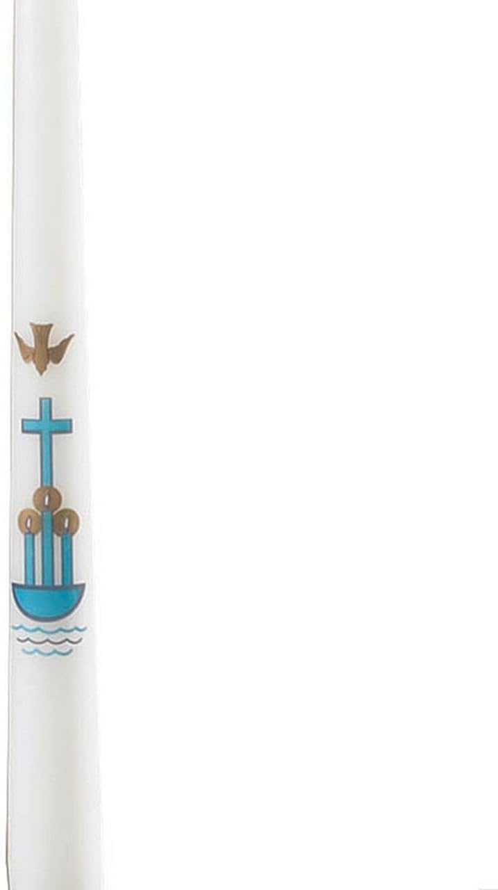 Autom Baptismal Candle - Pack of 24 Sacramental Baptism Taper Candles Individually Boxed, 10", Cross & Dove