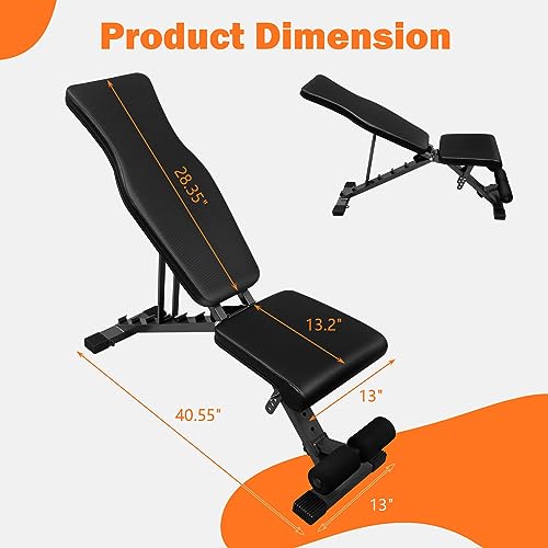 ICSPOID Adjustable Weight Bench Press, Foldable Strength Training Benches for Full Body Workout, Multi-Purpose Decline Incline Bench for Home Gym - Thumbnail 2