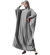 IBTOM CASTLE Abaya for Women Muslim Dolman Sleeve Jilbab One Piece Prayer Dress Islamic Dubai Kaf...